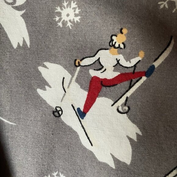 Vintage Eddie Bauer Womens Flannel Pajama Set Sz S Gray Winter Novelty Print PJs - Picture 15 of 16